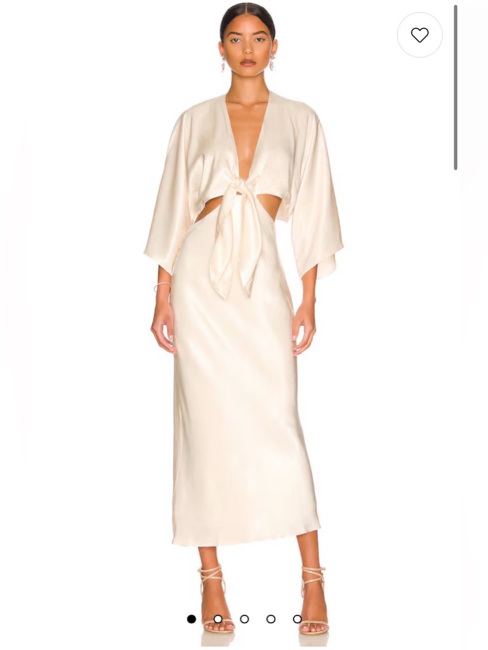 Shona Joy La Lune Tie Front Bias Midi Dress NWT Silky Bridal Satin Cutout US 6